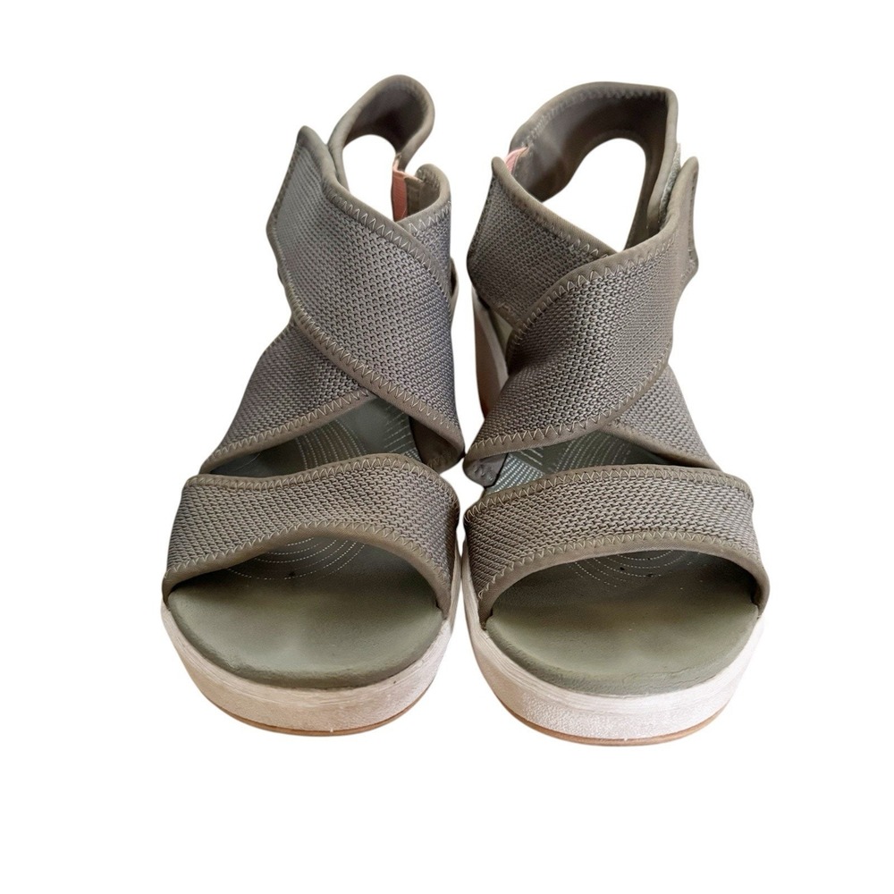 Clarks Cloudsteppers Cross Strap Wedge Sandal Step Cali Gray Size 7.5 - Picture 2 of 7